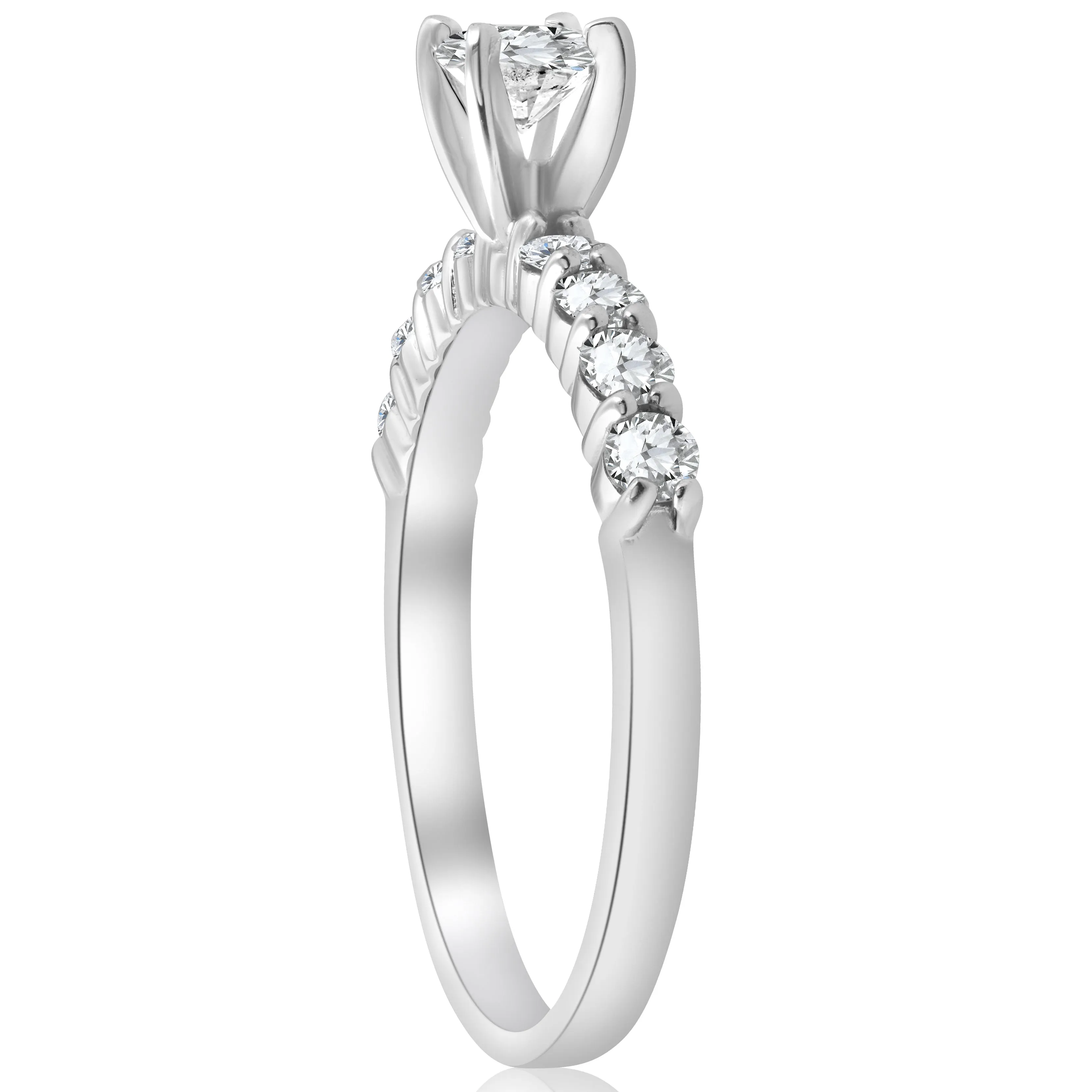 1 1/2 Ct Diamond Engagement Ring 14k White Gold