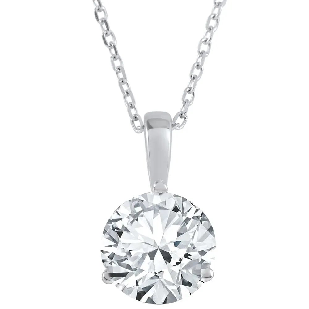 1 1/2 ct Solitaire Lab Grown Diamond Pendant available in 14K and Platinum