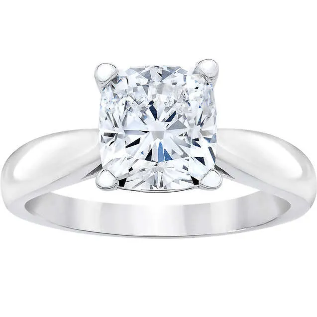 1 1/2ct Cushion Diamond Solitaire Engagement Ring 14k White Gold Enhanced