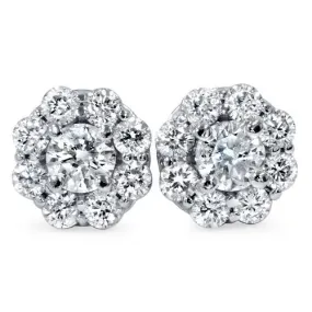 1 1/2ct Halo Fire Diamond Studs 14K White Gold