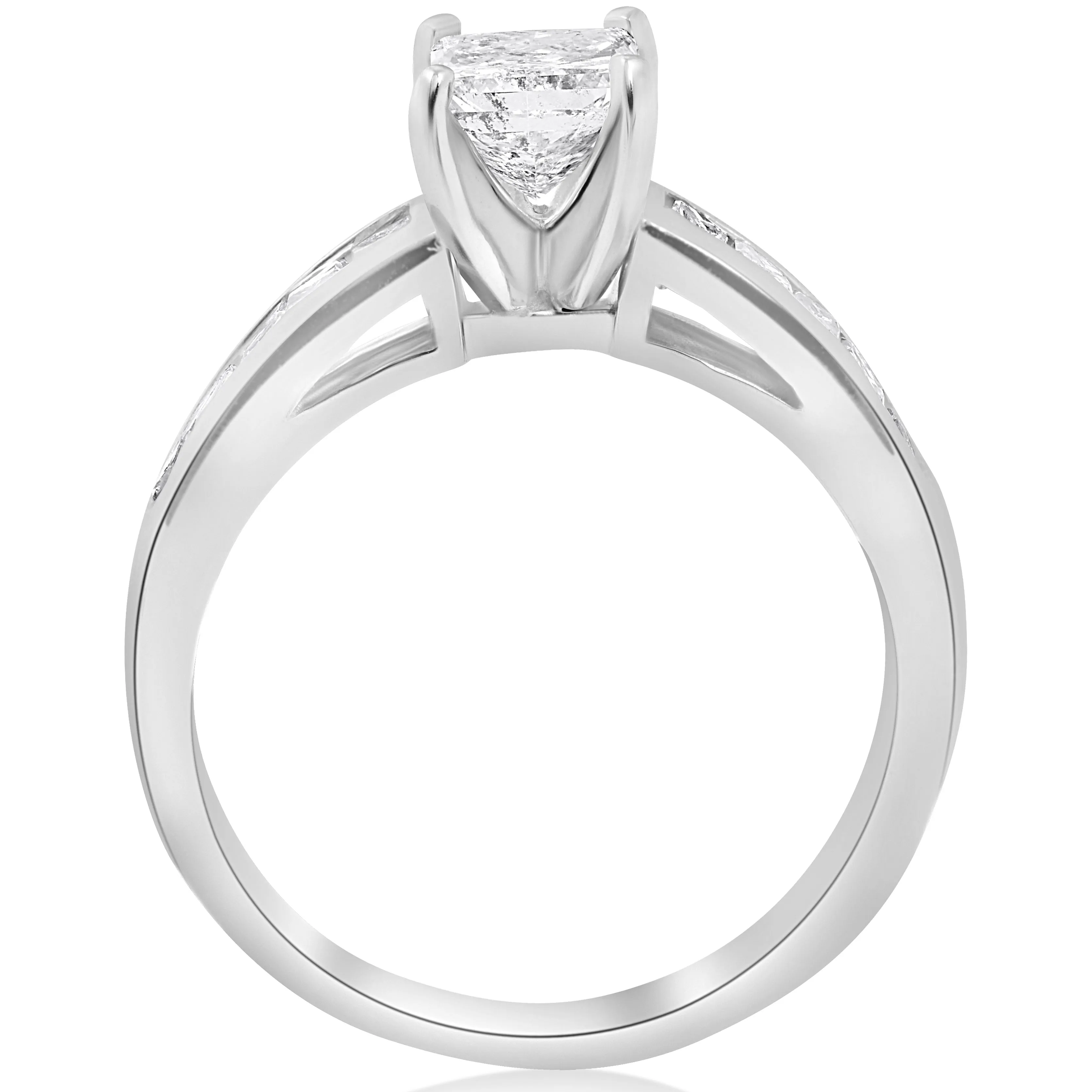 1 1/2ct Princess Cut Diamond Engagement Ring 14k White Gold Enhanced