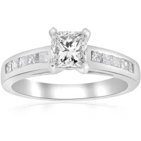 1 1/2ct Princess Cut Diamond Engagement Ring 14k White Gold Enhanced