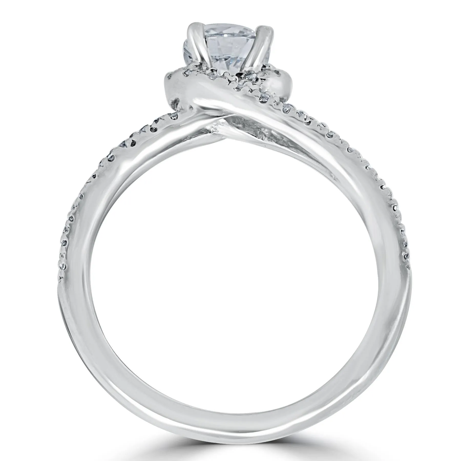 1 1/6ct Twist Diamond Engagement Ring 14K White Gold