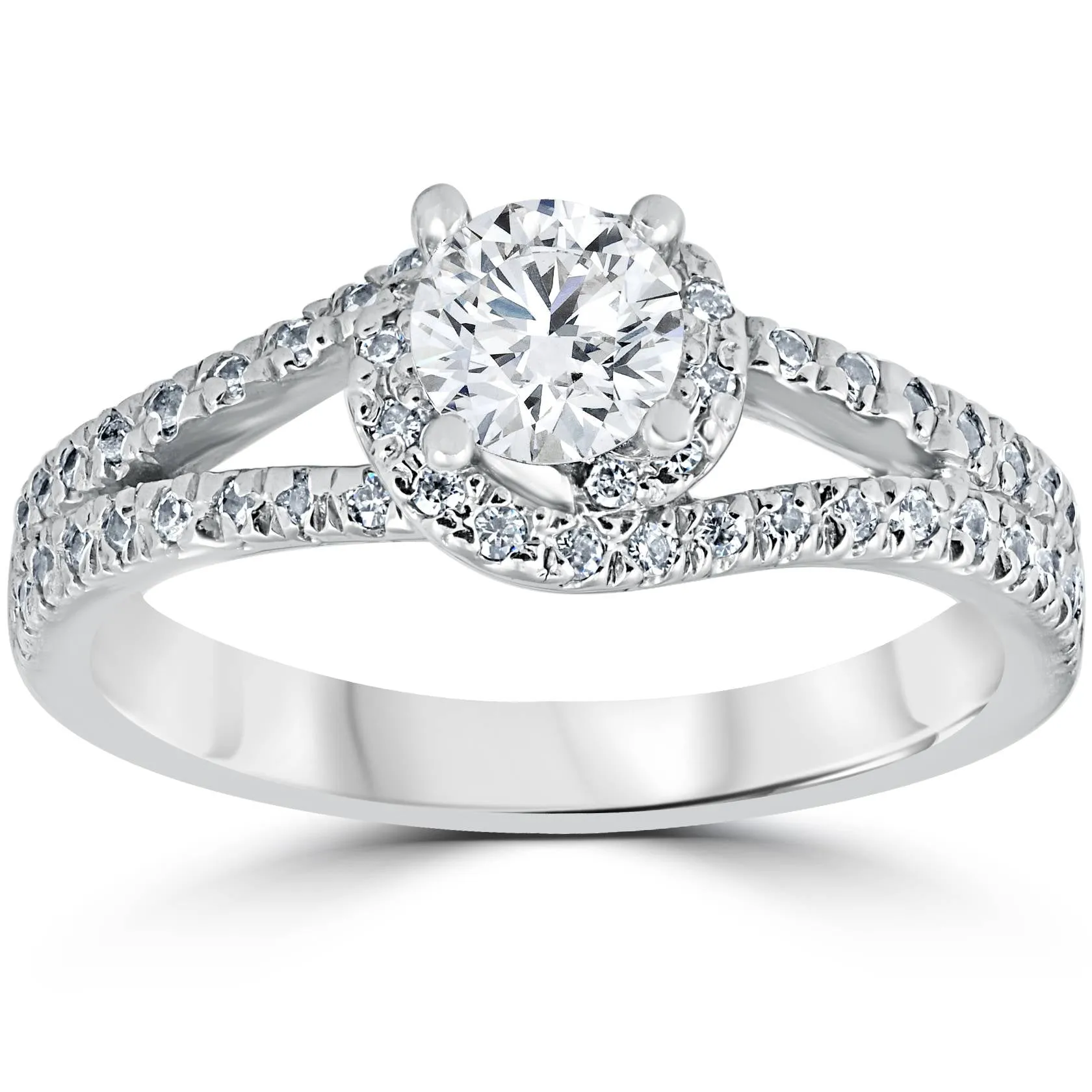 1 1/6ct Twist Diamond Engagement Ring 14K White Gold