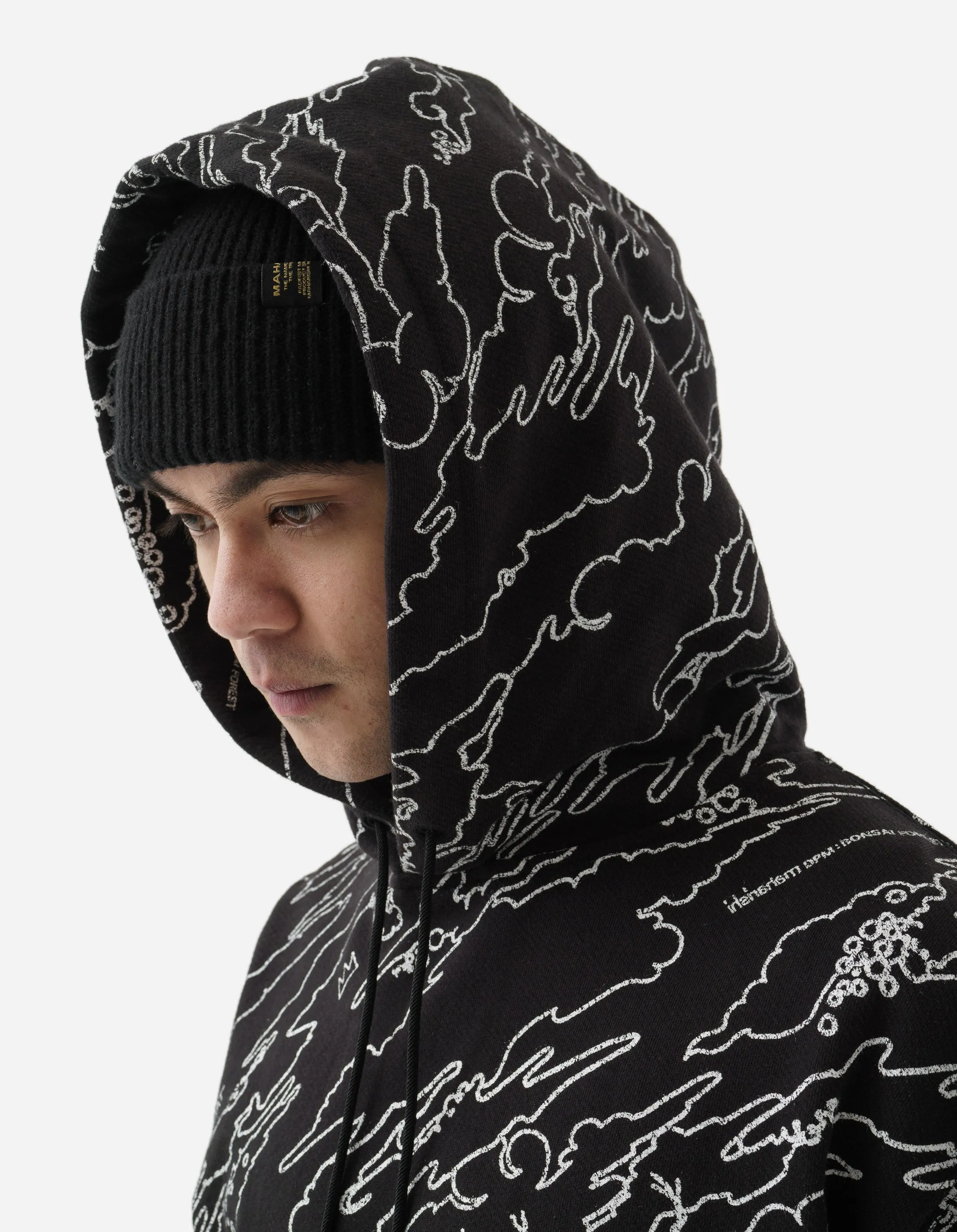 5130 Maha Basquiat Camo Hooded Sweat Black