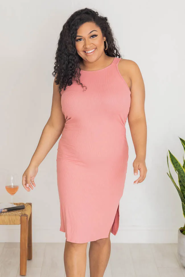 A Loving Endeavor Ribbed Midi Rose Tank Dress FINAL SALE