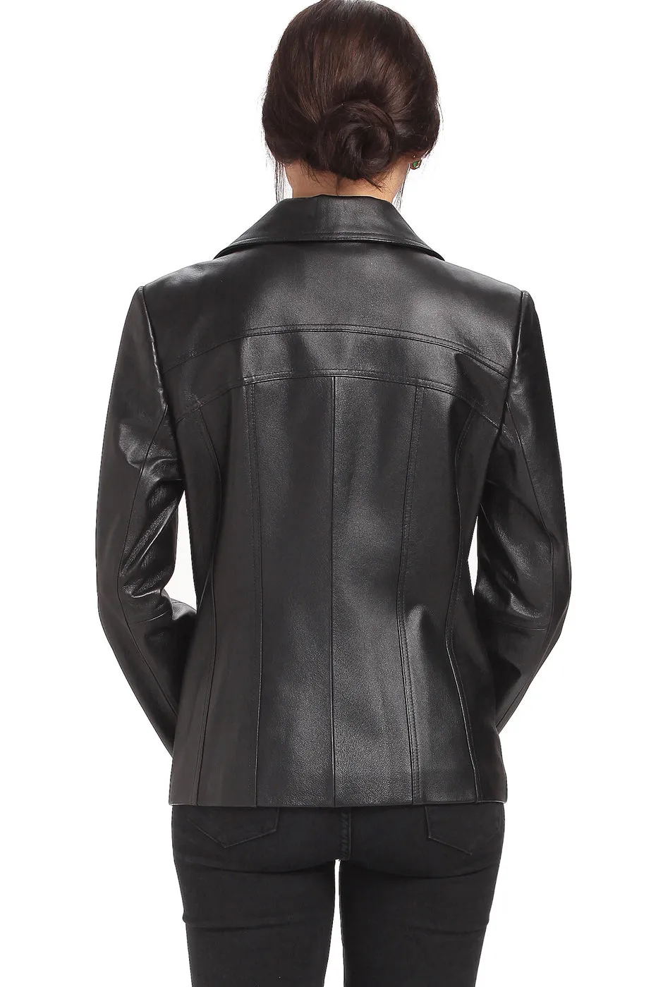 BGSD Women Kim Lambskin Leather Scuba Jacket