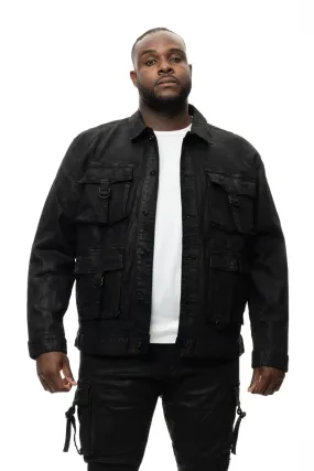 Big and Tall Overspray Utility Jean Jacket - Polished Black