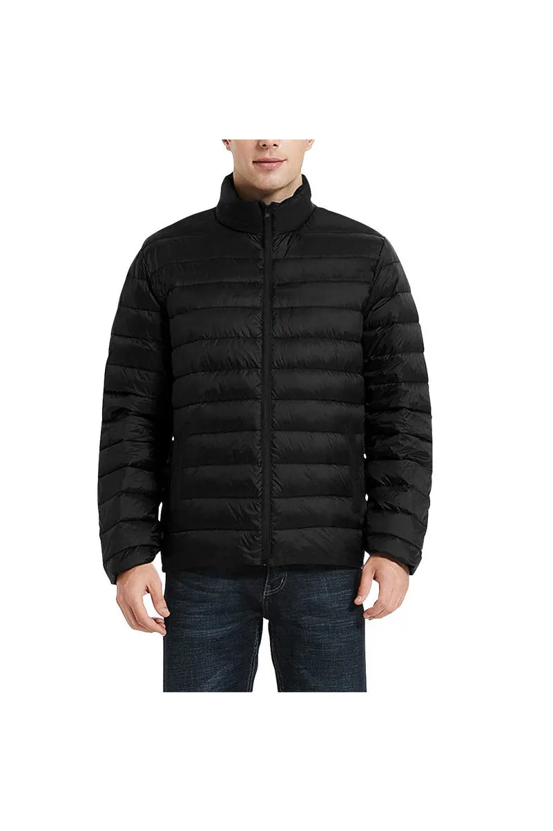 Black Unisex Stand Collar Padded Jacket