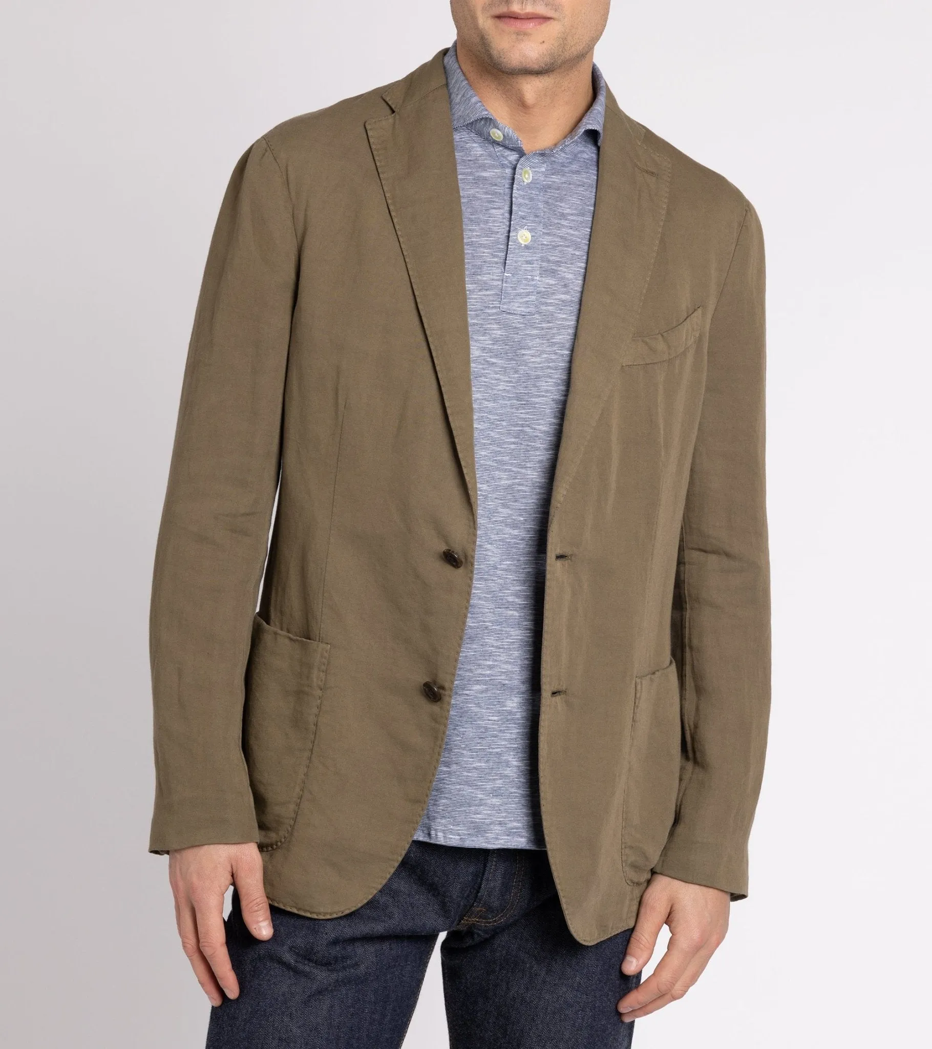 Boglioli Garment Dyed Cotton Linen K Jacket: Drab