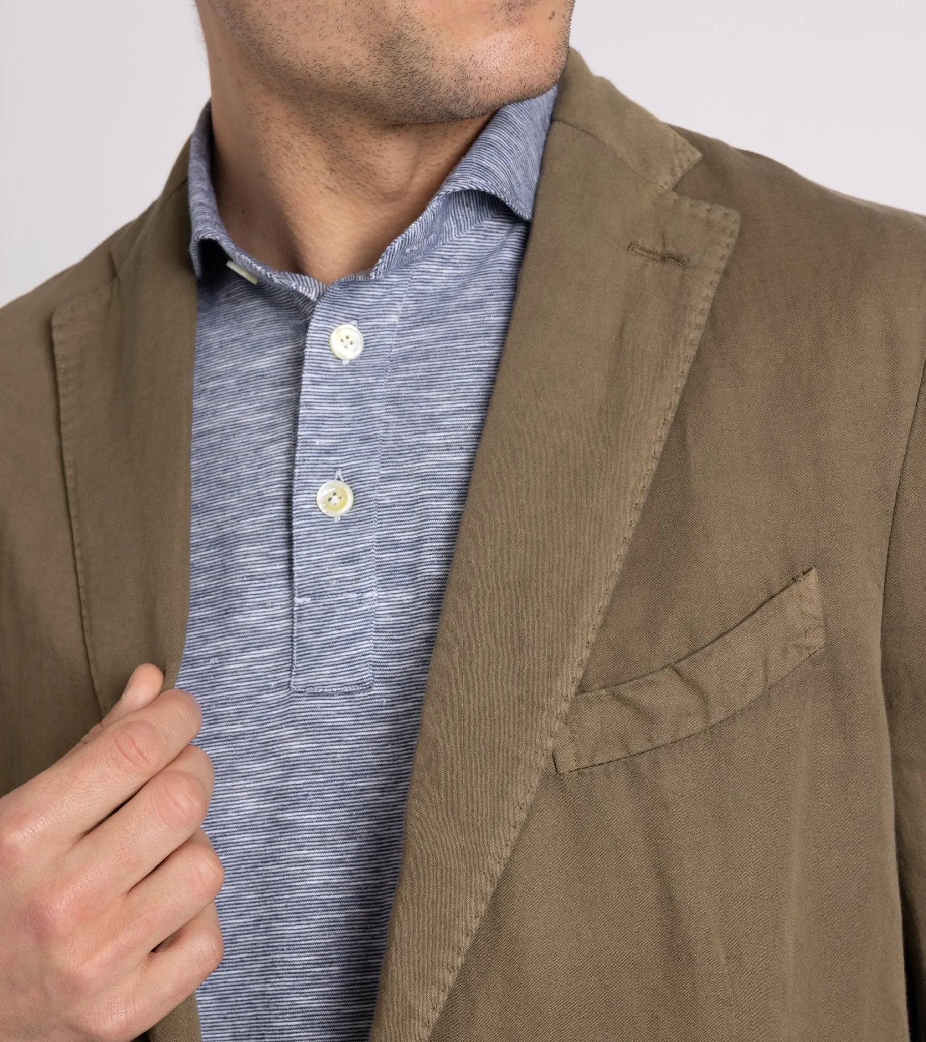 Boglioli Garment Dyed Cotton Linen K Jacket: Drab