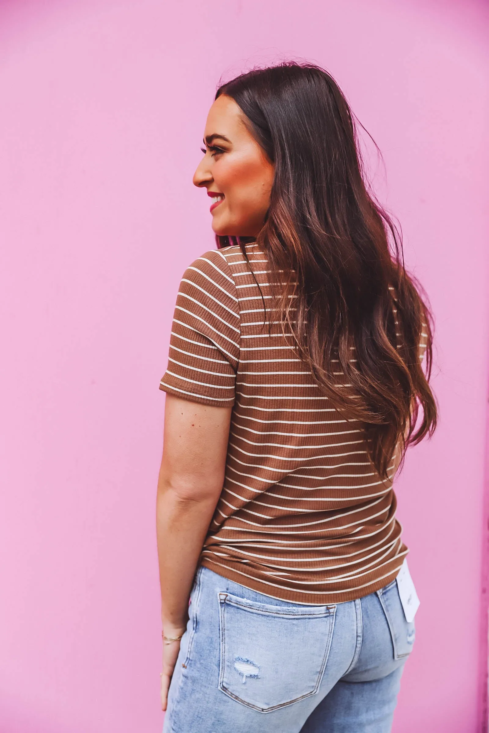 Brittany Striped Top-Caramel