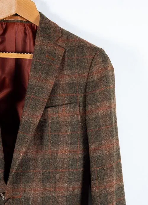 Brown Tweed  Blazer 100% Wool Tailored Fit by Torre