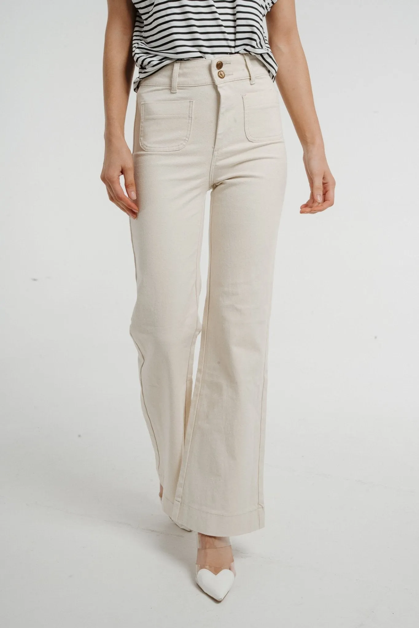 Cindy Wide Leg Jean In Cream