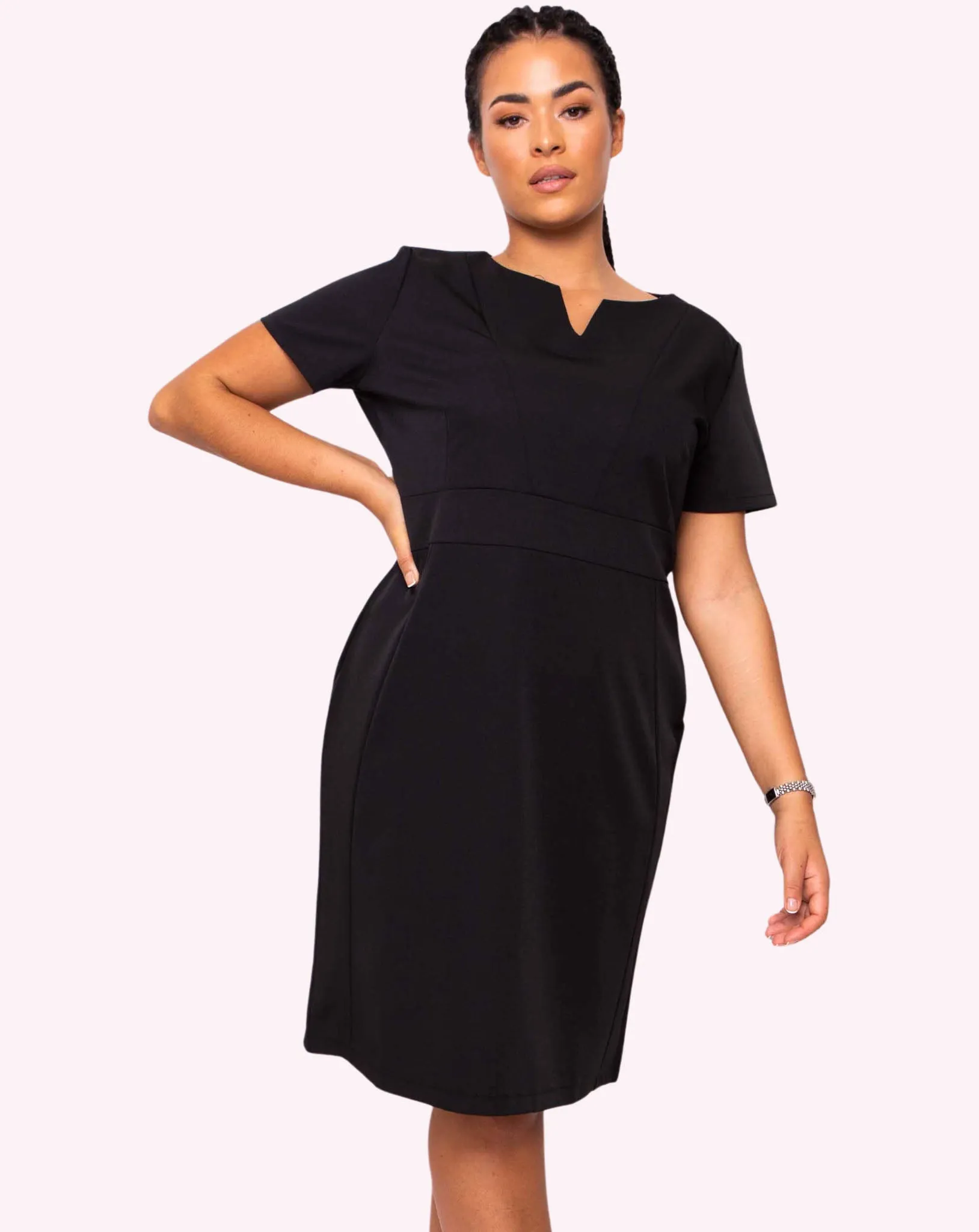 Couture V-Neck Work Dress