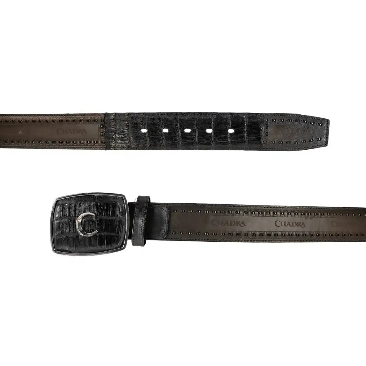 CV397FC - Cuadra black cowboy western fuscus leather belt for men.