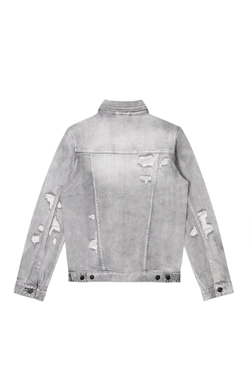 Distressed Rip & Repair Jean Jacket - Union Grey