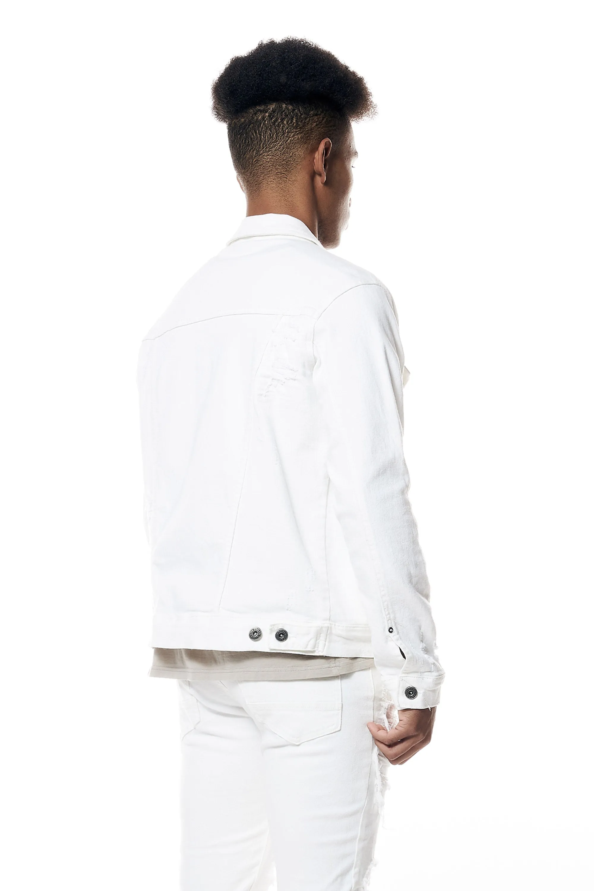 Distressed Rip & Repair Jean Jacket - White