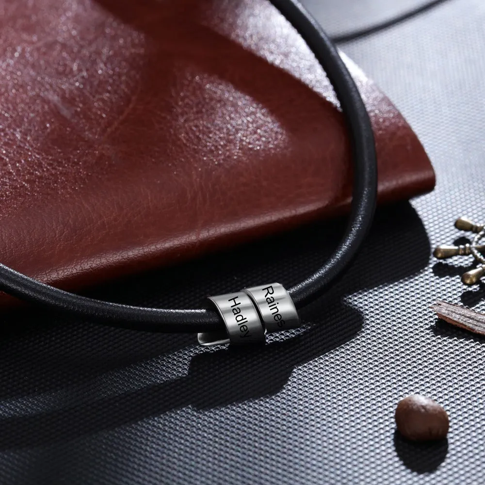 Engraved Leather Necklace For Men