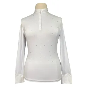 Equiline 'Guarde Blinged Out' Long Sleeve Show Shirt in White - Women's Large