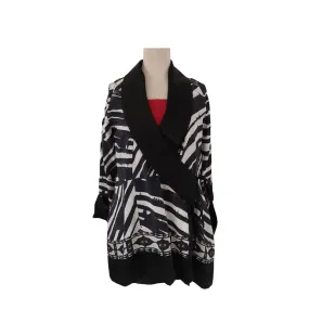 Farah Talib Aziz Black and White Printed Cold Shoulder Jacket | Pre Loved |