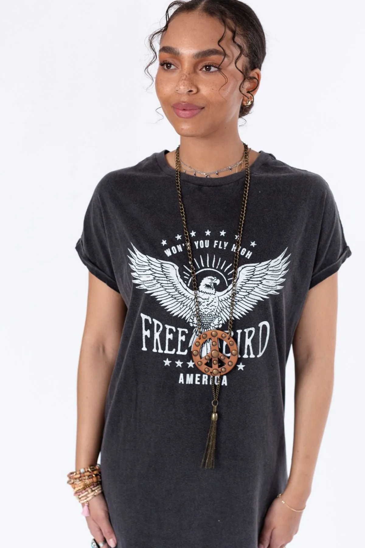 Free Bird Tee Dress - Black