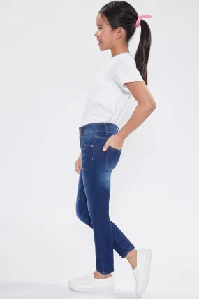 Girls 2 Button Cuffed Skinny Jeans