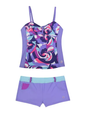 Girls' 2-PC. Tropical Slice Bandeaux Tankini & Short Swimsuit Set