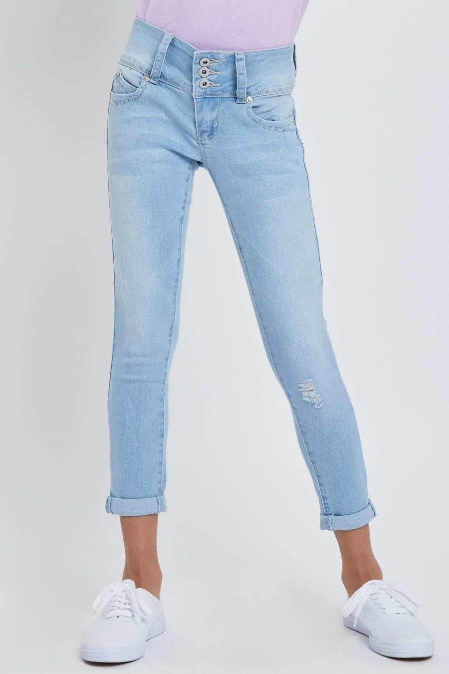 Girls 3 Button Skinny Jeans