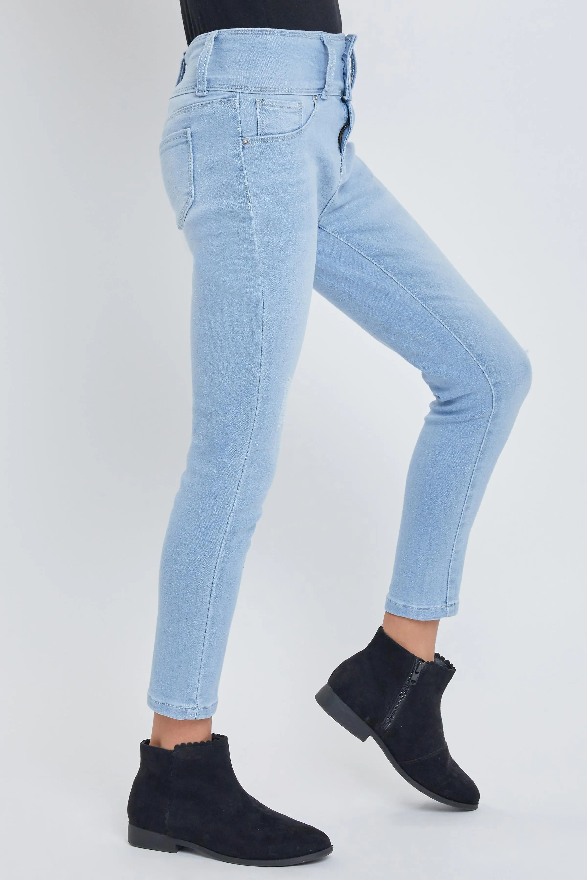 Girls Sustainable WannaBettaFit 3-Button Skinny Cuffed Jeans