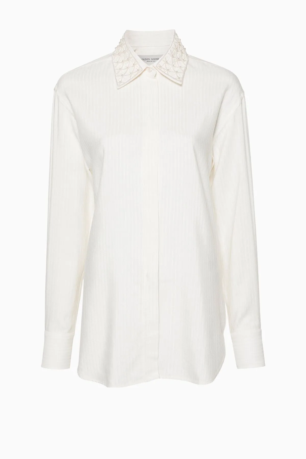 Golden Goose Pearl Collar Boyfriend Shirt - Heritage White