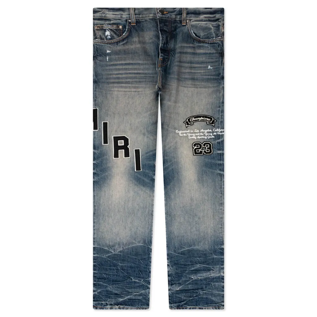 Vintage Logo Straight-Leg Hockey Jeans - Retro Style Denim with Classic Emblem