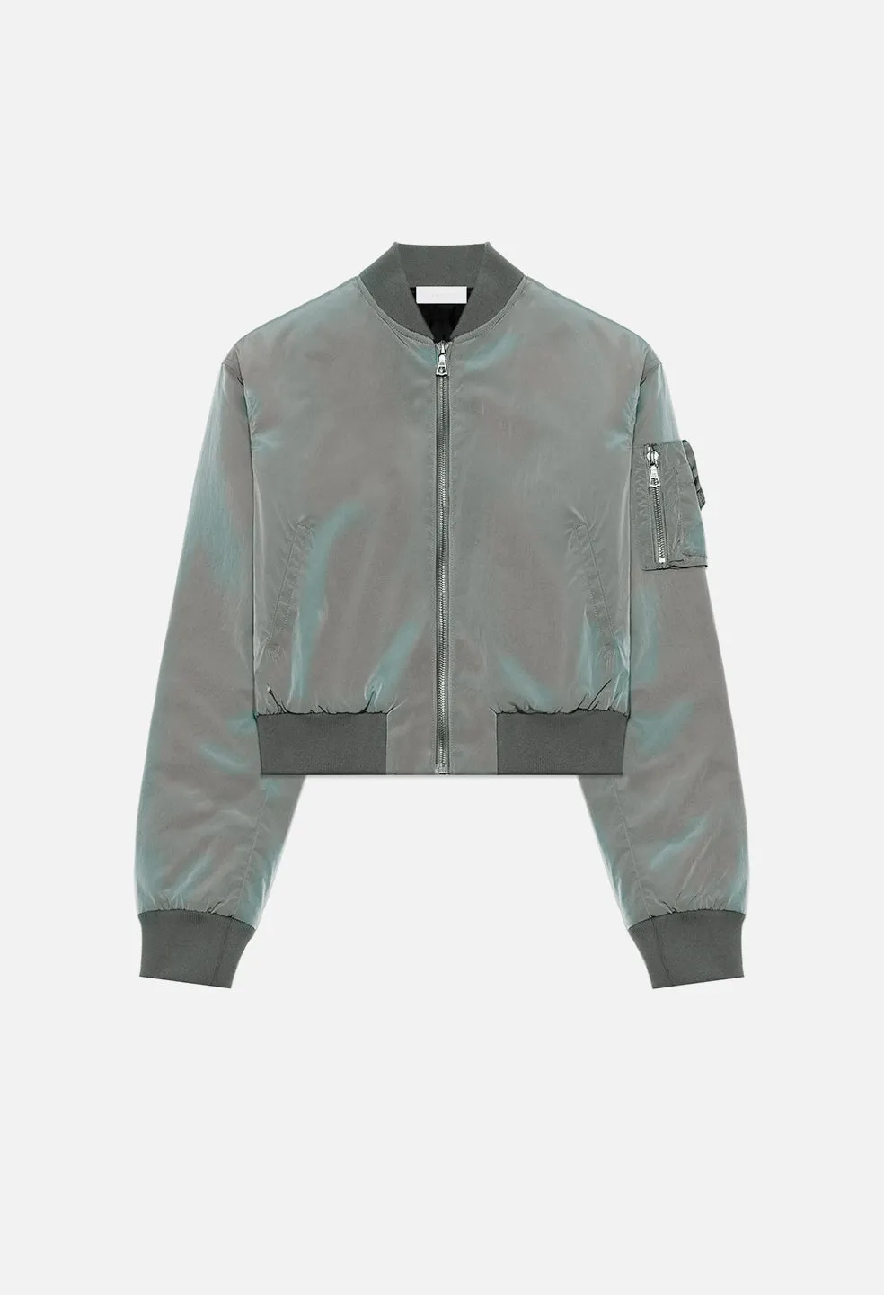 Iridescent Hunter Cropped Bomber / Grey