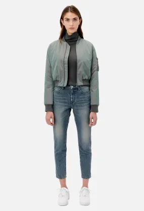 Iridescent Hunter Cropped Bomber / Grey