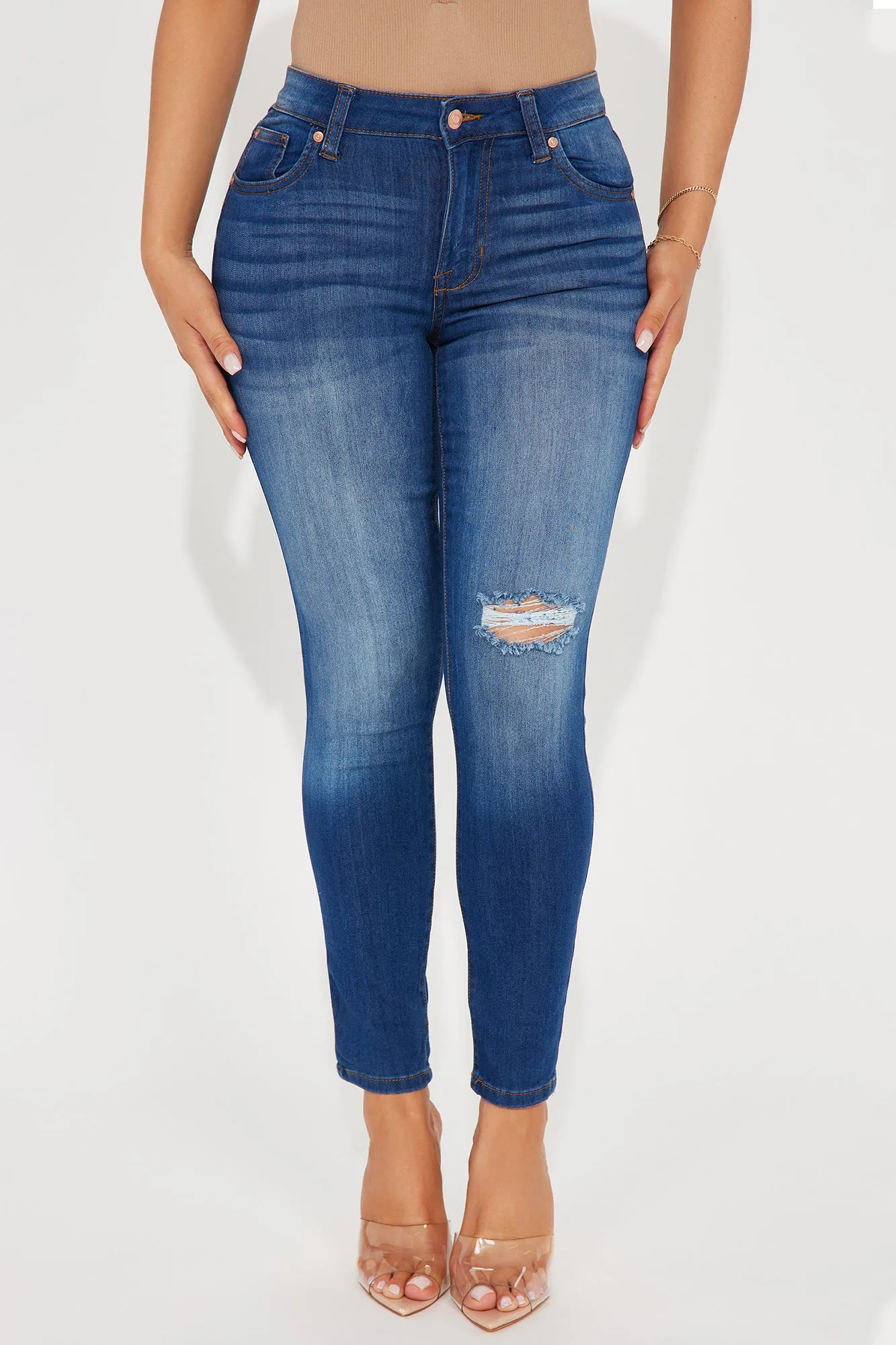 Joana Stretch Ripped Skinny Jeans - Medium Wash