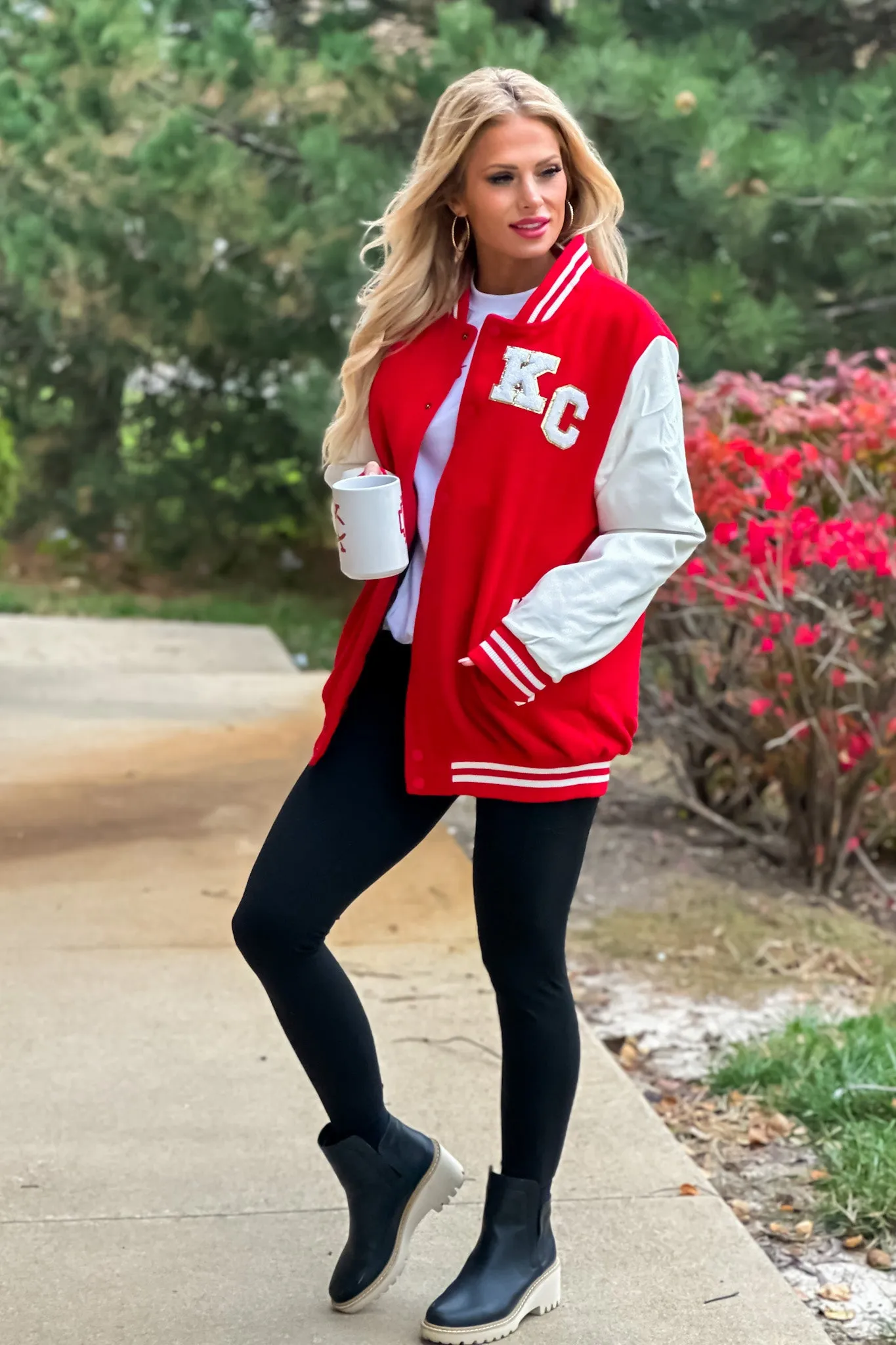 KC Varsity Letterman's Jacket : Red/White/Gold