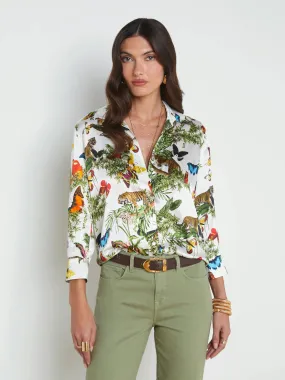 L’agence - Dani Blouse - White Multi Tiger Butterfly Jungle