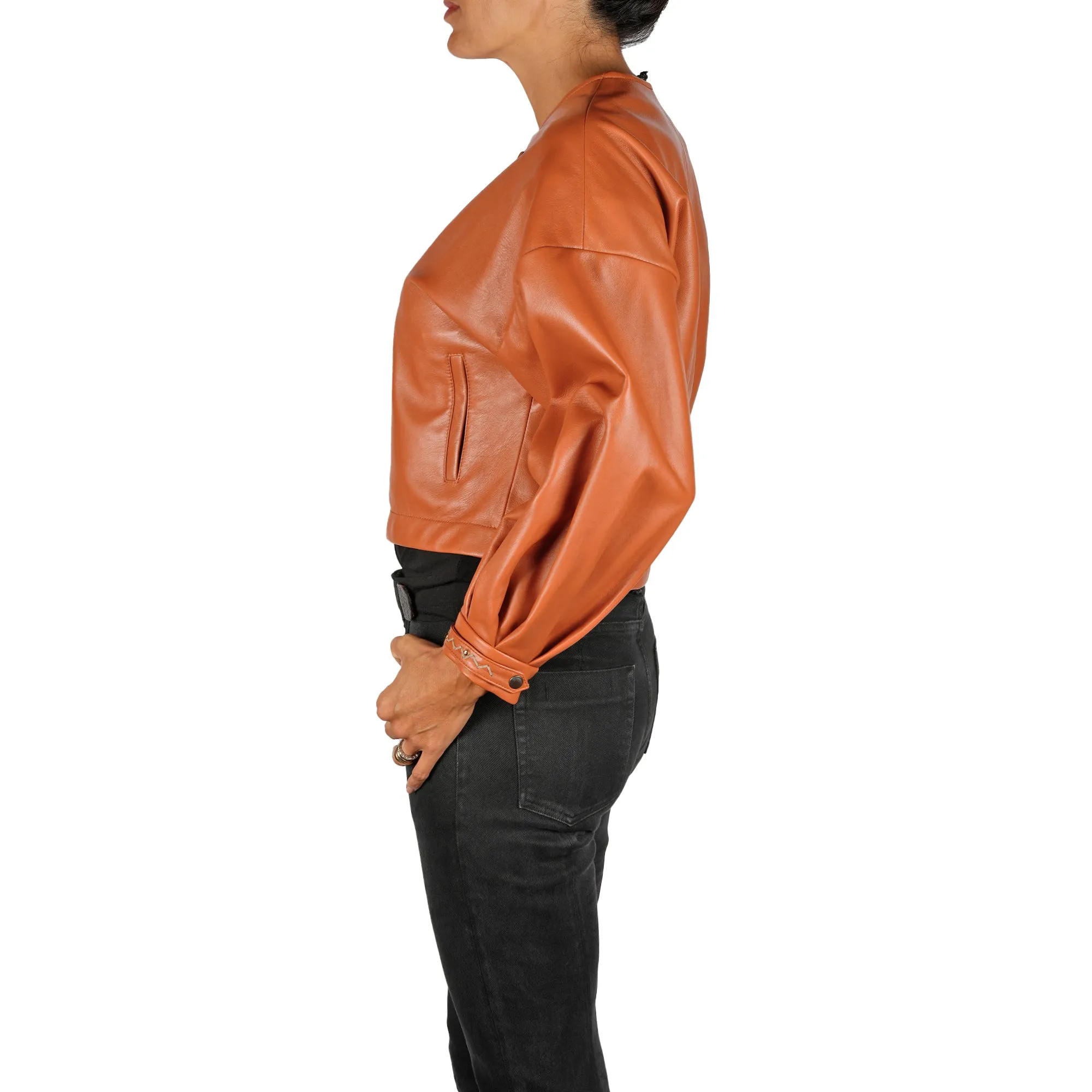 Leather Bomber Jacket Brandy