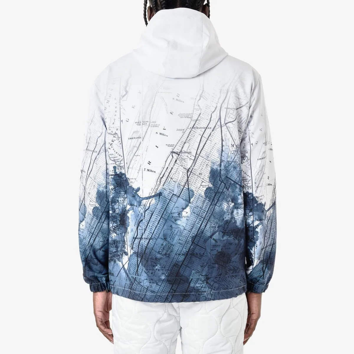 Life Code Map Windbreaker Jacket (White/Navy)