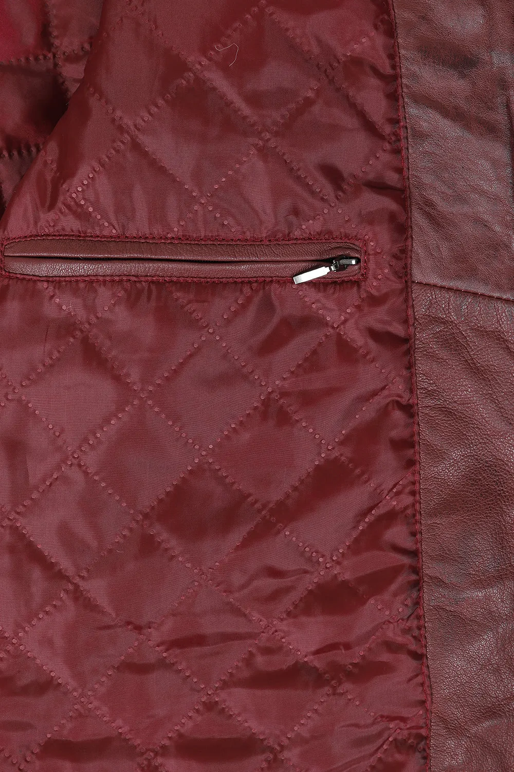 Men's Genuine Burgundy Leather Racing Jacket - Make a Statement - 'FRANK'