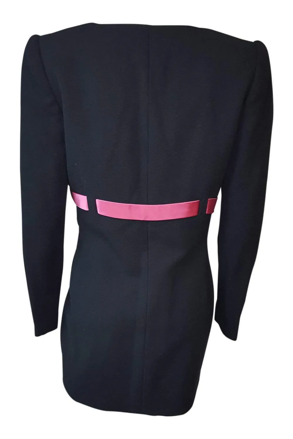 MIRELLA CAVORSO Black and Pink Fitted Collarless Jacket (S/M)