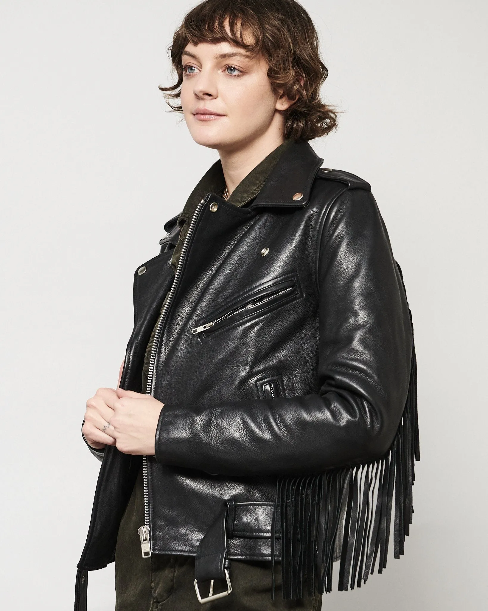 MODERN VICE FRINGE MOTO JACKET IN BLACK