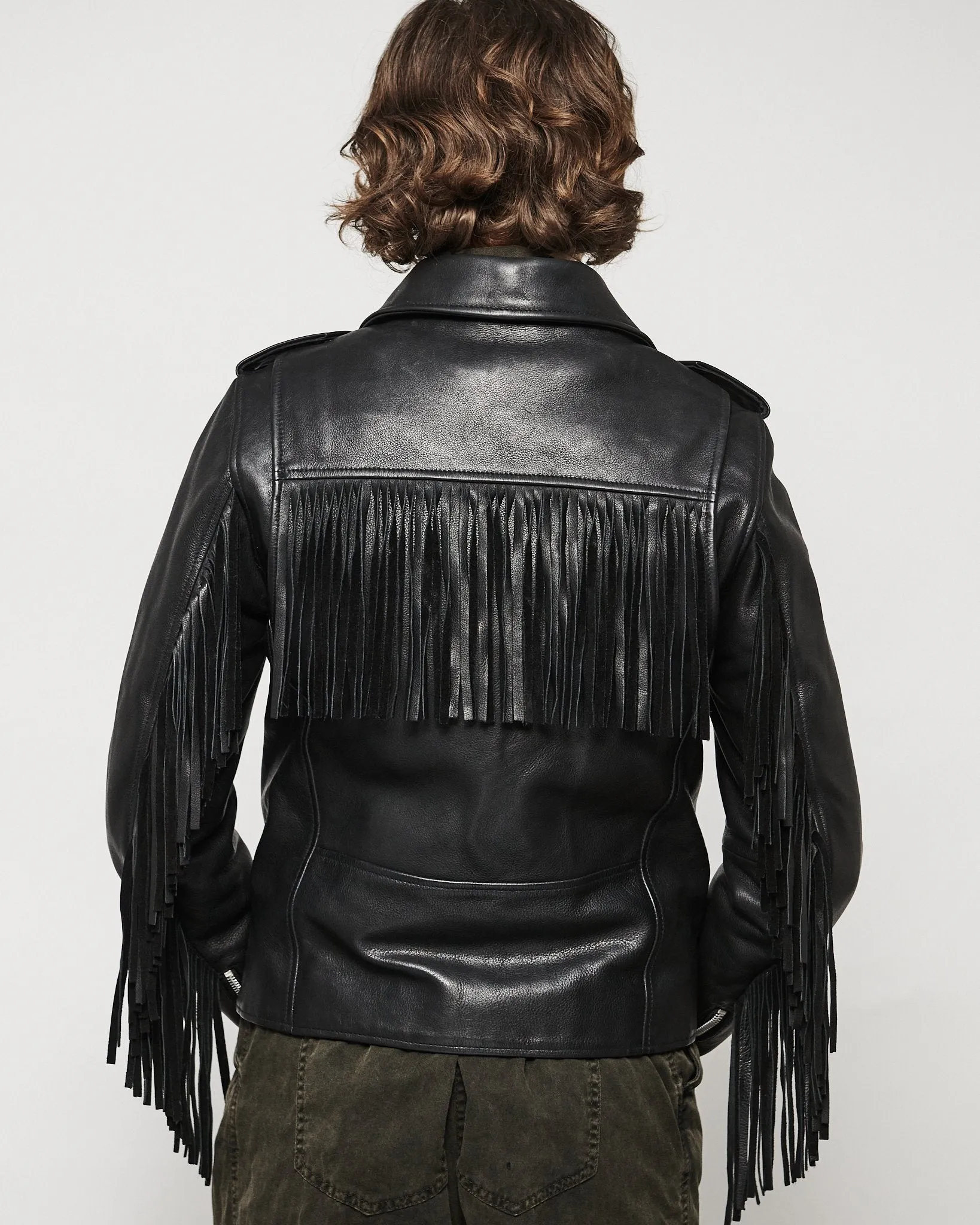 MODERN VICE FRINGE MOTO JACKET IN BLACK