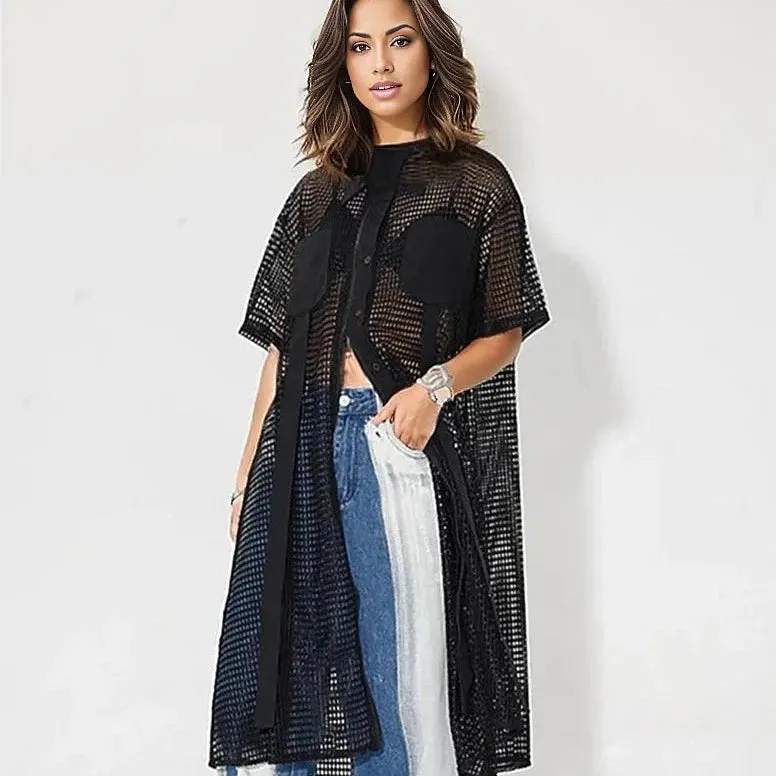 Oversized Fit Maxi Net Shirt