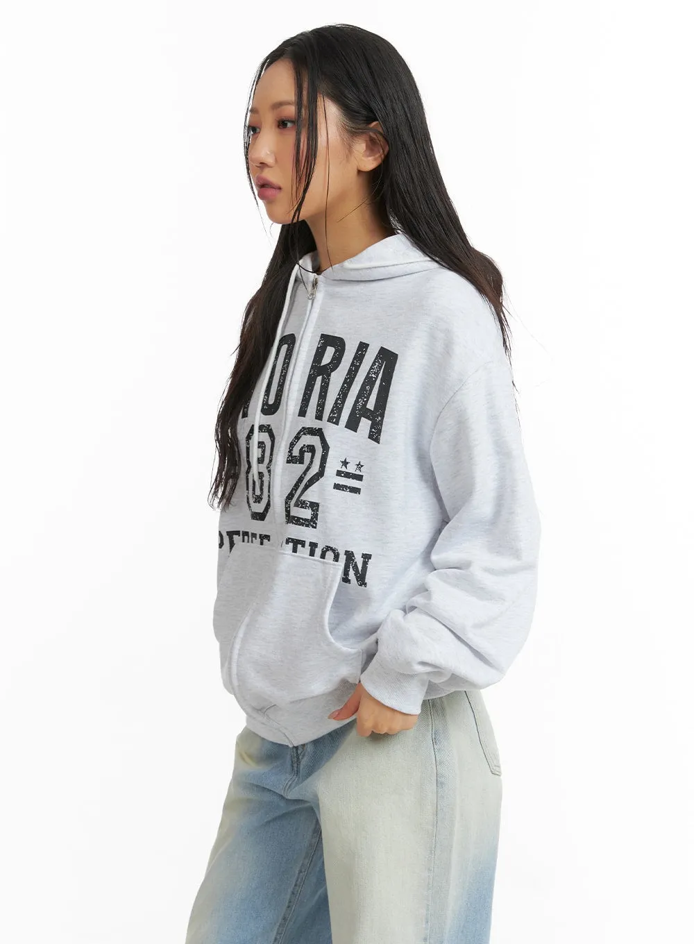 Oversized Graphic Hoodie Jacket CJ425