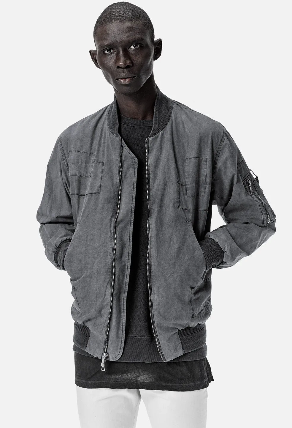 Paneled Flight Jacket / Black