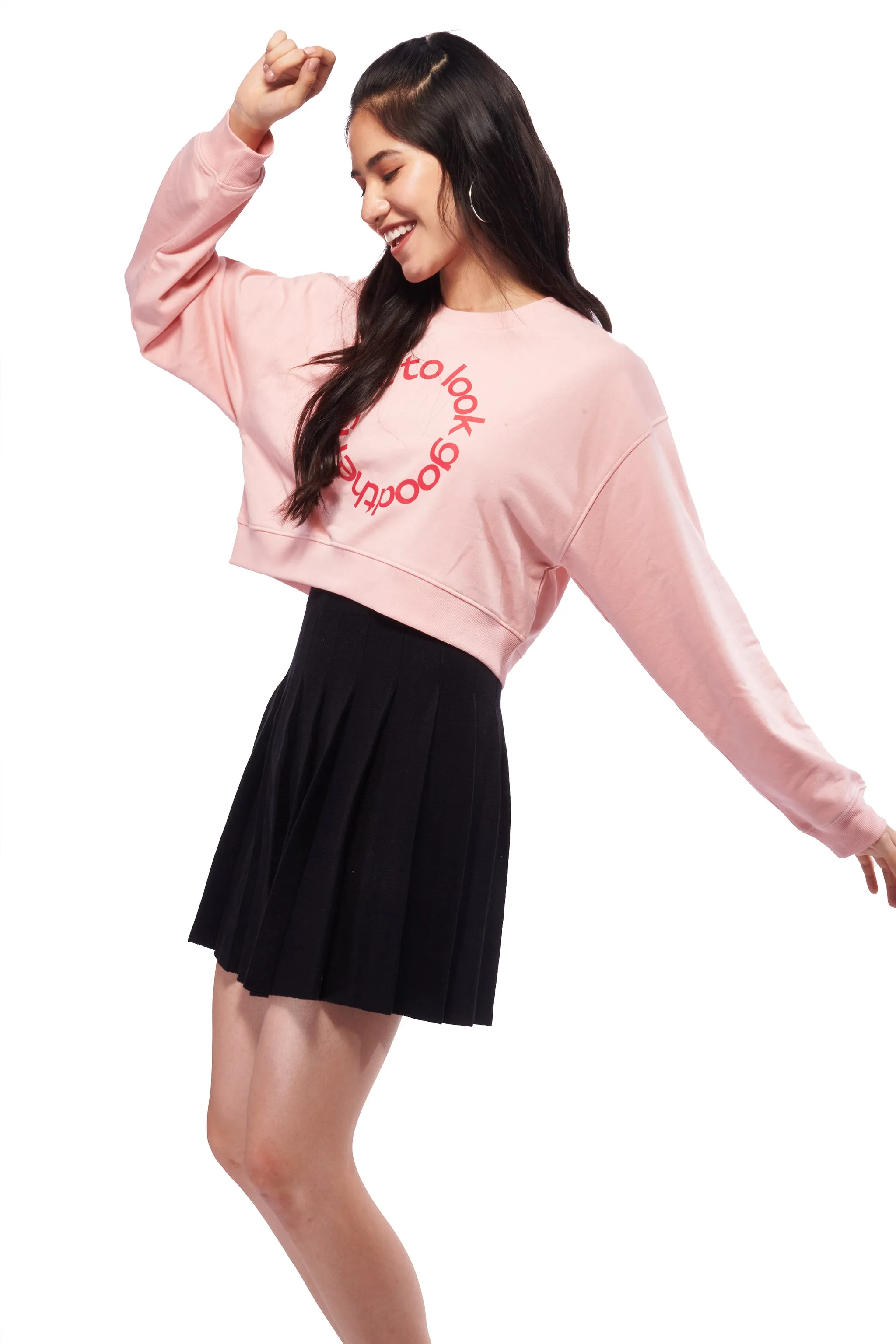 Pink Crop Oversized Sweatshirt