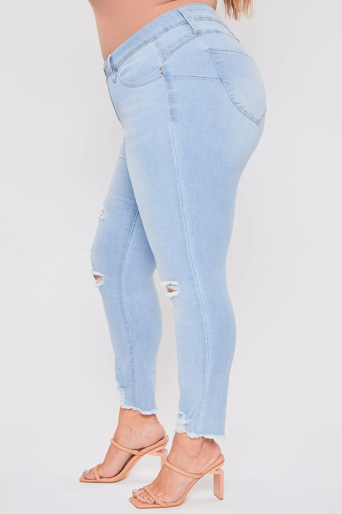 Plus Size Women's WannaBettaButt Distressed Denim Ankle Jeans-Sale