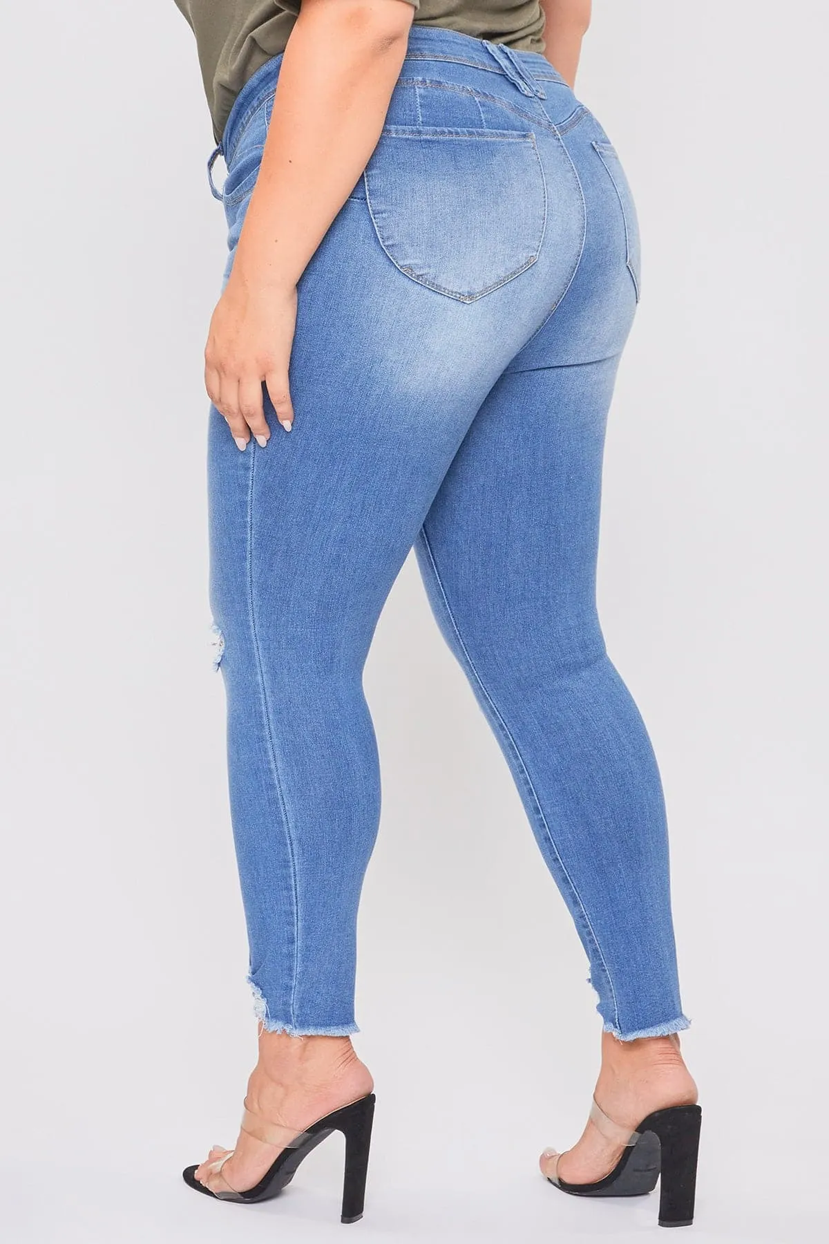 Plus Size Women's WannaBettaButt Distressed Denim Ankle Jeans-Sale