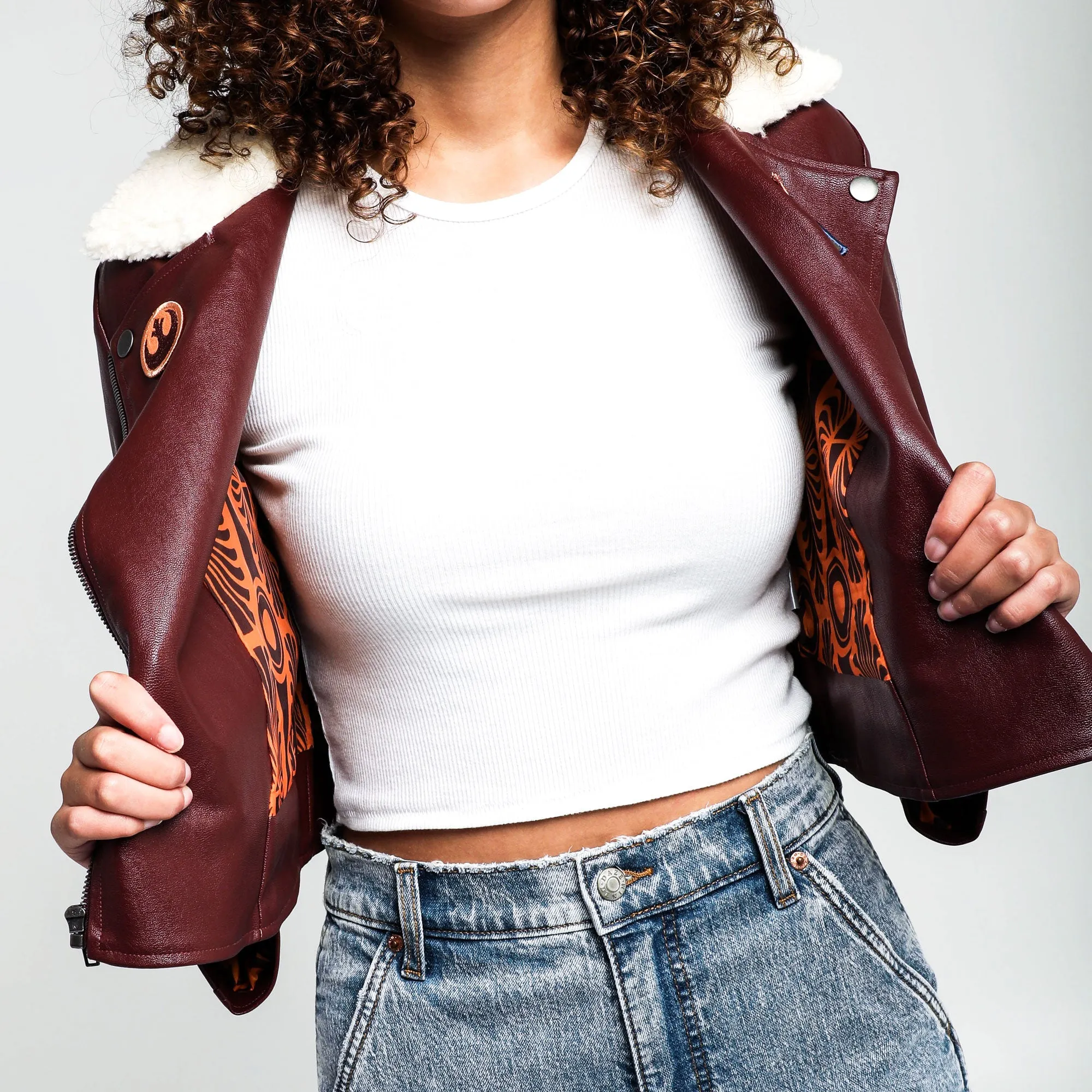 Rebel Faux Leather Cropped Moto Jacket